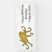 Blauwrode octopus cartoon illustratie spandoek (Verticaal)