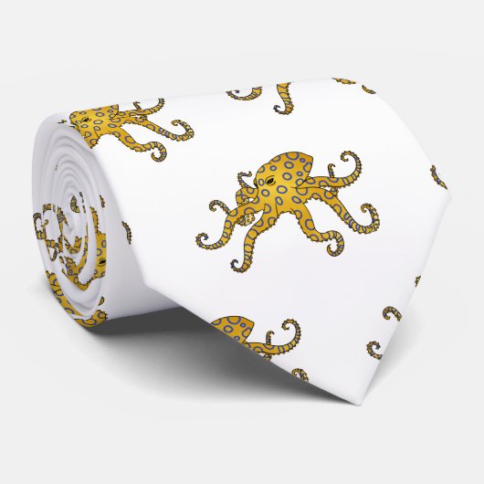 Blauwrode octopus cartoon illustratie stropdas (Opgerold)