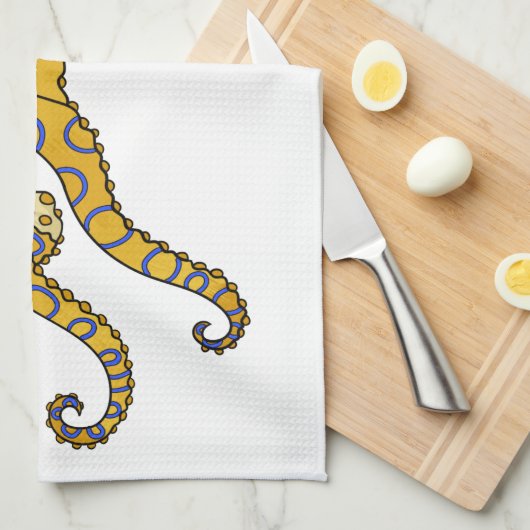 Blauwrode octopus cartoon illustratie theedoek (Quarter Fold)