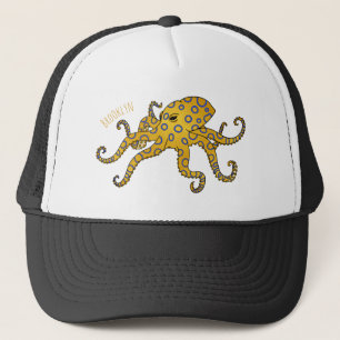 Blauwrode octopus cartoon illustratie trucker pet