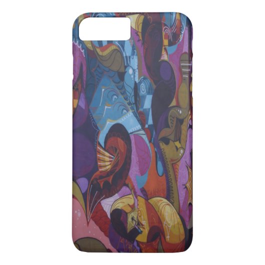 Blauwrode paarse abstracte graffiti Case-Mate iPhone case (Achterkant)