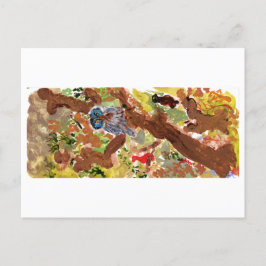 Blauwrode uil in een briefkaart