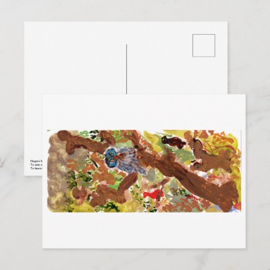 Blauwrode uil in een briefkaart (Voorkant / Achterkant)