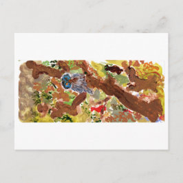 Blauwrode uil in een briefkaart