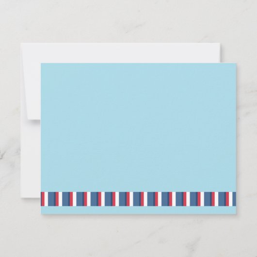 Blauwrode witte anautisch thema Birthday Party Kaart (Achterkant)