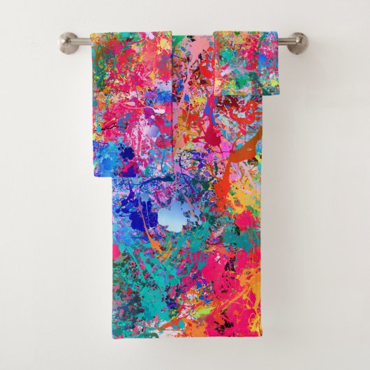 Blauwrood-gele groene roze Blauwgroen schouderontt Bad Handdoek (Insitu)