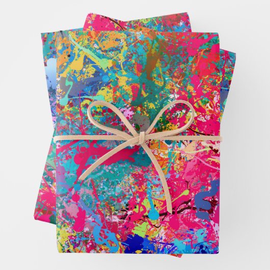 Blauwrood-gele groene roze Blauwgroen schouderontt Inpakpapier Vel (In situ)