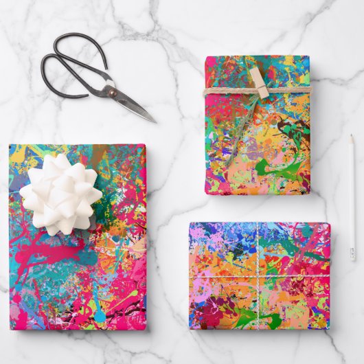 Blauwrood-gele groene roze Blauwgroen schouderontt Inpakpapier Vel (Voorkant)