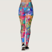 Blauwrood-gele groene roze Blauwgroen schouderontt Leggings (Achterkant)