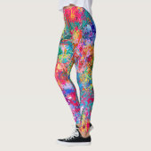 Blauwrood-gele groene roze Blauwgroen schouderontt Leggings (Links)