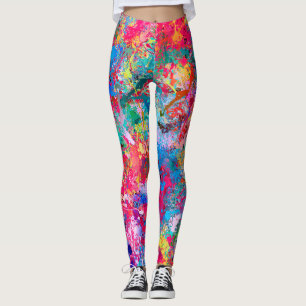 Blauwrood-gele groene roze Blauwgroen schouderontt Leggings