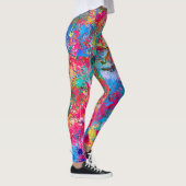 Blauwrood-gele groene roze Blauwgroen schouderontt Leggings (Rechts)