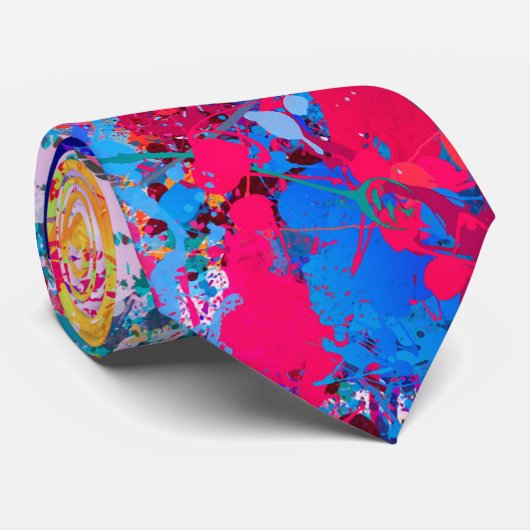 Blauwrood-gele groene roze Blauwgroen schouderontt Stropdas (Opgerold)