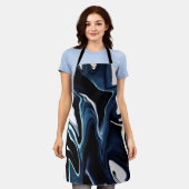 Blauwrood patroon schort (Gedragen)