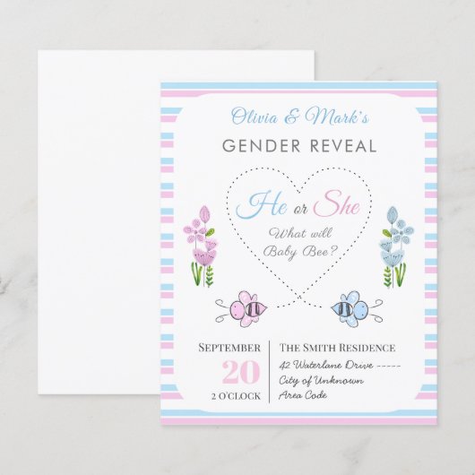 Blauwroze bijenliefde Hart Geslacht (Voorkant / Achterkant)