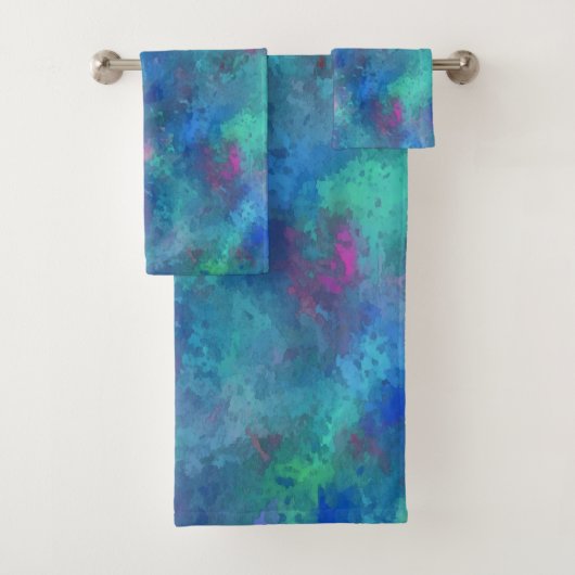 Blauwroze Blauwgroen Waterverf Afbreking Bad Handdoek (Insitu)
