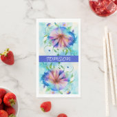 Blauwroze convolvulus, waterverf servet (Insitu)