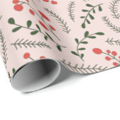 Blauwroze donkergroen foliepatroon voor kunsthuisb cadeaupapier (Rol Hoek)