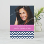 Blauwroze foto 30e verjaardag kaart (Staand voorkant)