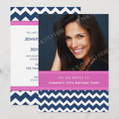 Blauwroze foto 30e verjaardag kaart (Voorkant / Achterkant)