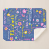 Blauwroze gele meisjes Elizabeth name blanket Sherpa Deken (Voorkant (horizontaal))