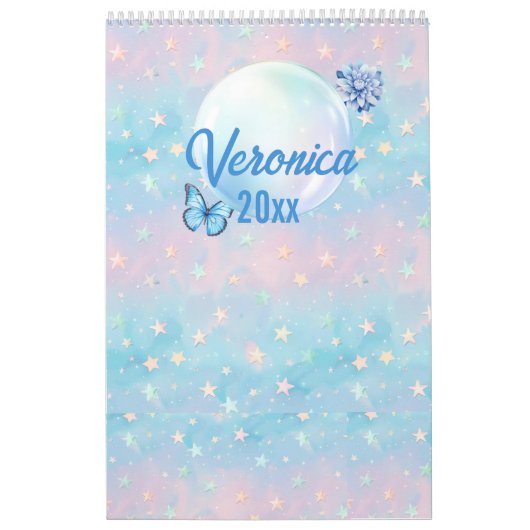Blauwroze gradiënt Sterrenachtergrond Kalender (Hoes)
