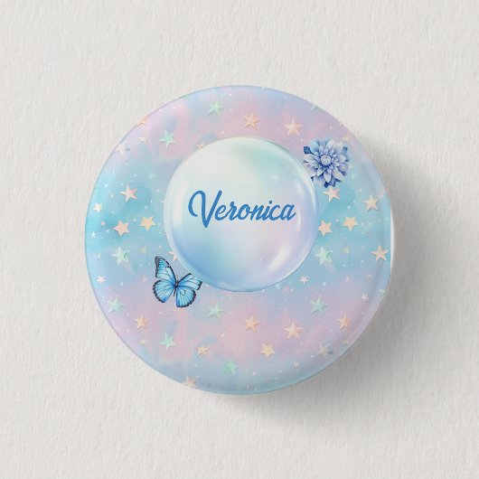 Blauwroze gradiënt Sterrenachtergrond Ronde Button 3,2 Cm (Voorkant)