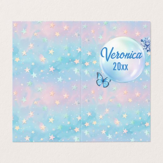 Blauwroze gradiënt Sterrenachtergrond Visitekaartje (Buitenkant ongevouwen)