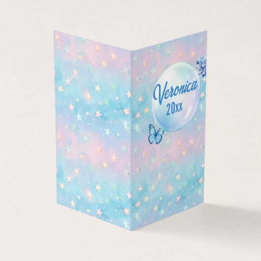 Blauwroze gradiënt Sterrenachtergrond Visitekaartje (Buitenkant)