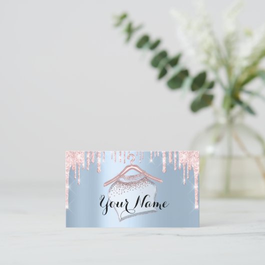 Blauwroze kledip Hanger Boutique Vip Visitekaartje (Staand voorkant)