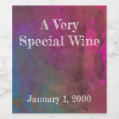 Blauwroze kleurige Waterverf waslabel Wijn Etiket (Enkel label)