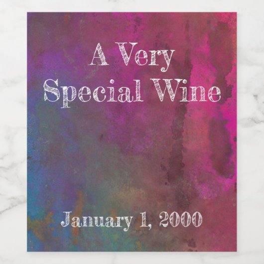 Blauwroze kleurige Waterverf waslabel Wijn Etiket (Enkel label)