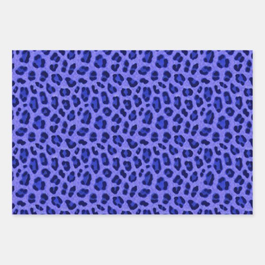 Blauwroze lavendel Leopard Animal Skin Patroon  Inpakpapier Vel (Voorkant)