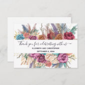 Blauwroze pekelkalligrafie bruiloft bedankkaart (Voorkant / Achterkant)