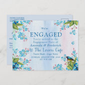 Blauwroze vergeet-me-geen Verloving Uitnodiging Briefkaart (Voorkant / Achterkant)