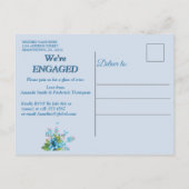 Blauwroze vergeet-me-geen Verloving Uitnodiging Briefkaart (Achterkant)