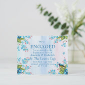 Blauwroze vergeet-me-geen Verloving Uitnodiging Briefkaart (Staand voorkant)