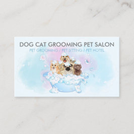 Blauwroze waterkatten Honden bubbels Pet Grooming Visitekaartje
