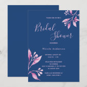 Blauwroze waterkleurige florale herfst vrijgezelle kaart (Voorkant / Achterkant)