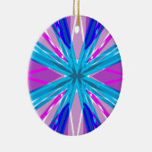 Blauwroze witte ster Snowflake Winterkerst Keramisch Ornament (Rechts)