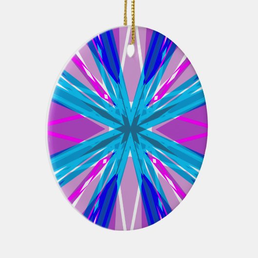 Blauwroze witte ster Snowflake Winterkerst Keramisch Ornament (Rechts)