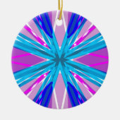 Blauwroze witte ster Snowflake Winterkerst Keramisch Ornament (Voorkant)