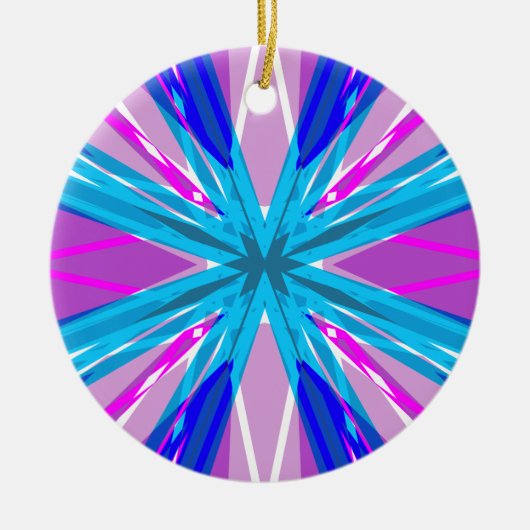 Blauwroze witte ster Snowflake Winterkerst Keramisch Ornament (Voorkant)