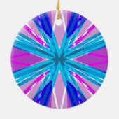 Blauwroze witte ster Snowflake Winterkerst Keramisch Ornament (Achterkant)