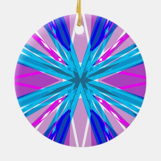 Blauwroze witte ster Snowflake Winterkerst Keramisch Ornament (Achterkant)