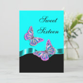 Blauwroze zwarte vlinderlint kaart (Staand voorkant)