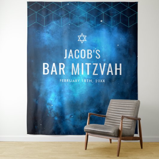 Blauwruimte-sterrenstelsel Bar Mitzvah-achtergrond Wandkleed (In situ)