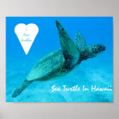 Blauwschildpad in hartschildpadden Hawaii Poster (Voorkant)