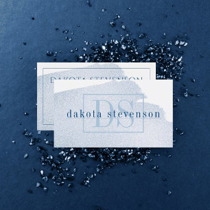 Blauwspiegel   Classic Azure Waterverf Monogram Visitekaartje