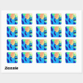 blauwstaartzeemeervormig ontwerp vierkante sticker (Vel)